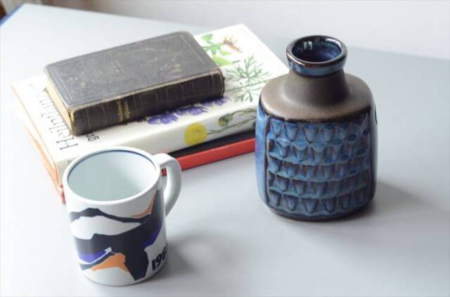 デンマーク製 SOHOLM 花瓶 Einar Johansen ネイビー 北欧 花器 スーホルム 一輪挿し フラワーベース アンティーク_251112