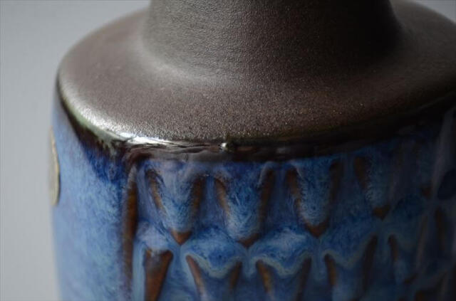 デンマーク製 SOHOLM 花瓶 Einar Johansen ネイビー 北欧 花器 スーホルム 一輪挿し フラワーベース アンティーク_251112