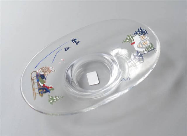 デンマーク Holmegaard クリスマス柄のガラスキャンドルホルダー X'mas