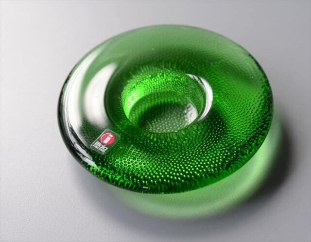 iittala イッタラ Nappi ガラス キャンドルホルダー グリーン ナッピ トレー Markku Salo 北欧 フィンランド ヴィンテージ