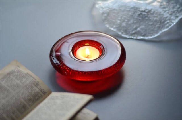 iittala イッタラ Nappi ガラス キャンドルホルダー レッド ナッピ トレー Markku Salo 北欧 フィンランド ヴィンテージ