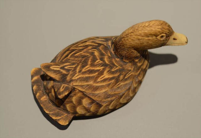 フランスから 木製の鴨 オブジェ デコイ 鳥 置物 オブジェ インテリア