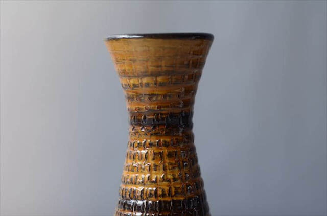 ドイツ製 Dumler&Breiden ブルーｘブラウン 陶器の花瓶 花器 一輪挿し ミッドセンチュリー期 フラワーベース ヴィンテージ