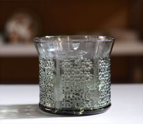 スウェーデン製 Orrefors スモークガラスのプランター 花器 オレフォース 北欧 アンティーク ヴィンテージ