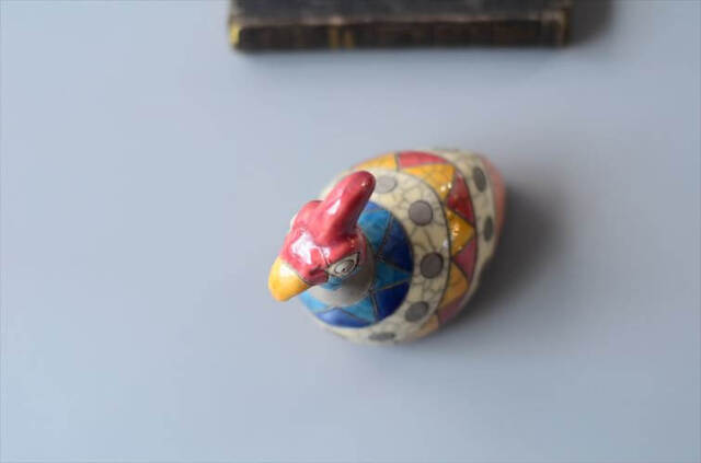 南アフリカの楽焼 カラフルなホロホロ鳥 Raku pottery Guinea Fowl 陶器 オブジェ フィギュア アンティーク
