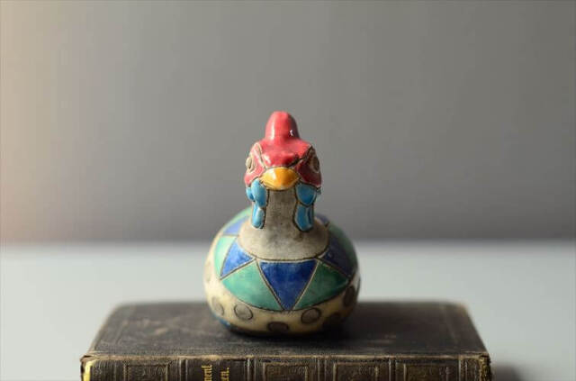 南アフリカの楽焼 カラフルなホロホロ鳥 Raku pottery Guinea Fowl 陶器 オブジェ フィギュア アンティーク