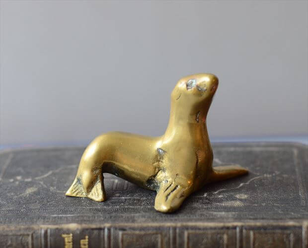 イングランドから かわいい真鍮のアシカ オブジェ 置物 イギリス 英国 フィギュア ヴィンテージ アンティーク_260126