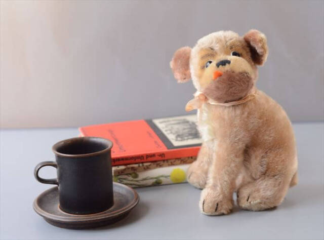 1960-77年代 ドイツ製 Steiff お座りイヌ Mopsy ぬいぐるみ シュタイフ ドール フィギュア アンティーク ヴィンテージ_260410