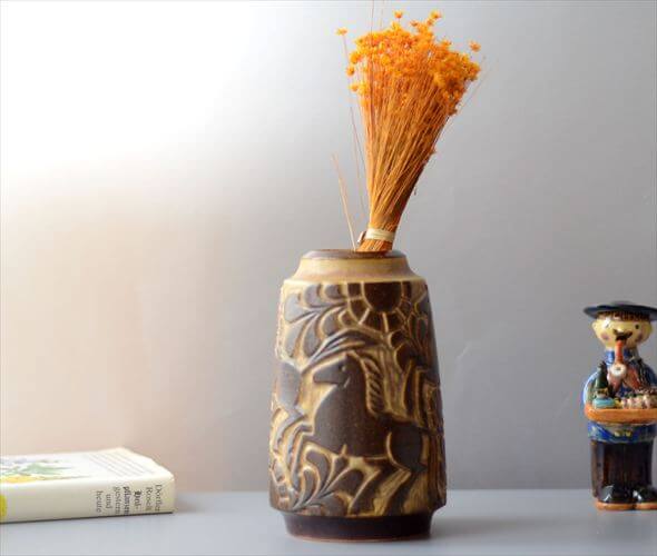 デンマーク製 Michael Anderson 走る馬のレリーフの花瓶 Marianne Starck 花器 ベース ミケルアナセン 北欧 ヴィンテージ
