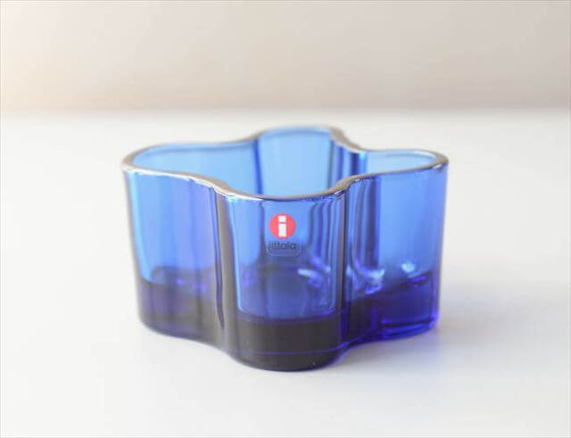 フィンランド製 iittala イッタラ Alvar Aalto キャンドルホルダー コバルト アルヴァ・アアルト 北欧 ガラス_260515