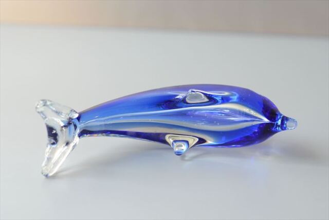 イタリア ムラーノグラスを彷彿させるキレイなガラスのイルカ オブジェ 置物 インテリア Italy Murano Style ヴィンテージ_260527