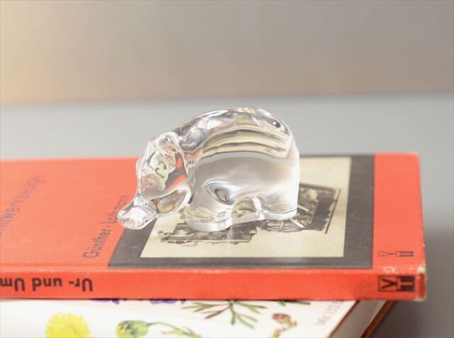 ドイツ製 Villeroy&Boch ガラスのカバ オブジェ フィギュア HIPPO ペーパーウェイト 置物 インテリア ヴィンテージ_260527