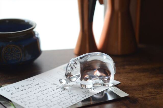 ドイツ製 Villeroy&Boch ガラスのカバ オブジェ フィギュア HIPPO ペーパーウェイト 置物 インテリア ヴィンテージ_260527
