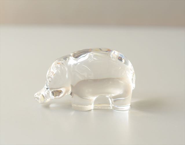 ドイツ製 Villeroy&Boch ガラスのカバ オブジェ フィギュア HIPPO ペーパーウェイト 置物 インテリア ヴィンテージ_260527