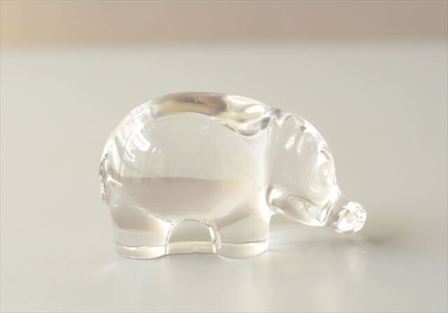 ドイツ製 Villeroy&Boch ガラスのカバ オブジェ フィギュア HIPPO ペーパーウェイト 置物 インテリア ヴィンテージ_260527