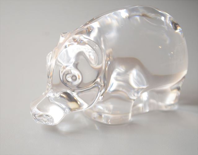 ドイツ製 Villeroy&Boch ガラスのカバ オブジェ フィギュア HIPPO ペーパーウェイト 置物 インテリア ヴィンテージ_260527