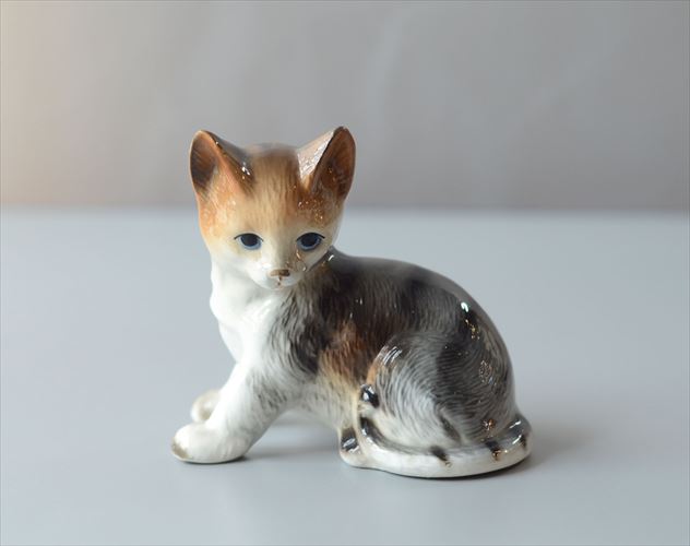 ドイツ製 Keramik Schirmer 陶器のネコ オブジェ フィギュア 猫 置物 インテリア ヴィンテージ アンティーク_260527