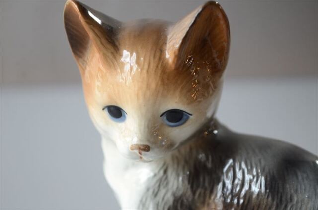 ドイツ製 Keramik Schirmer 陶器のネコ オブジェ フィギュア 猫 置物 インテリア ヴィンテージ アンティーク_260527