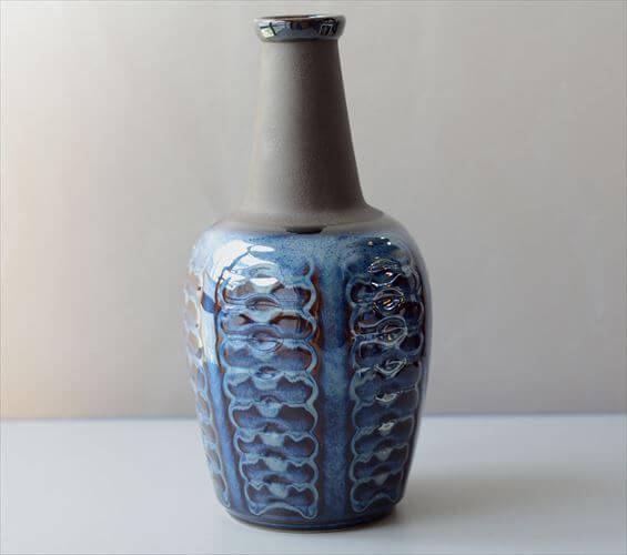 デンマーク製 SOHOLM 26cm高 大きな花瓶 Einar Johansen ネイビー 北欧 花器 スーホルム 一輪挿し フラワーベース _250715