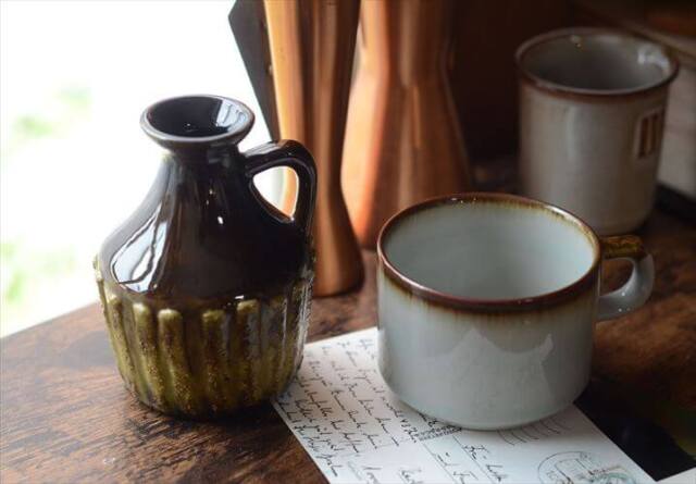 東ドイツ製 ヴィンテージ Strehla 陶器の花瓶 Fat lava 花器 一輪挿し