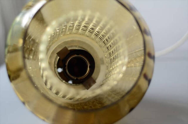 スウェーデン製 1960年代 Orrefors ダブルガラスペンダントライト ゴールド アンバー 北欧ヴィンテージ 照明 アンティーク