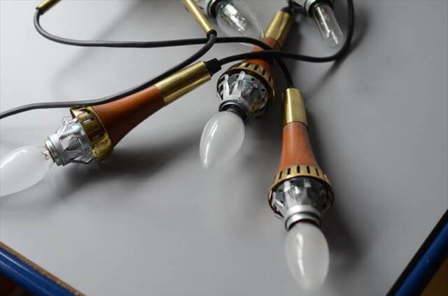 ドイツ製 1960年代頃の6灯カスケードランプ シャンデリア ミッドセンチュリー ヴィンテージ 天井照明 ガラスシェード アンティーク