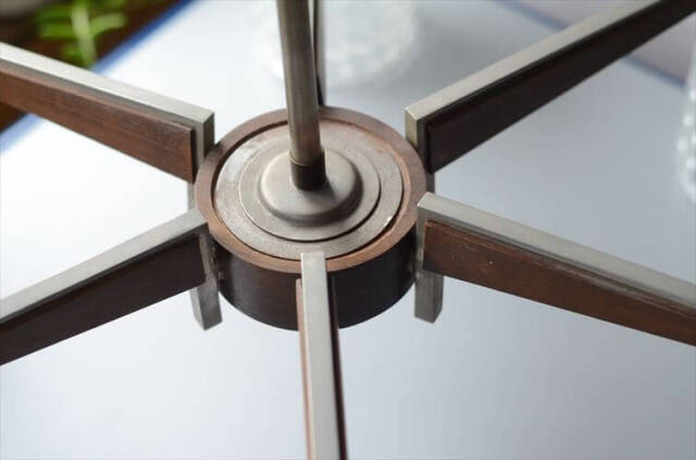 ドイツ製 1960年代頃の6灯ガラスシャンデリア ミッドセンチュリー ヴィンテージ 天井照明 ライト ランプ アンティーク