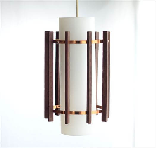 1960年代 デンマーク製 チークｘミルクガラス ペンダントライト 北欧 ヴィンテージ 照明 天井 ランプ アンティーク