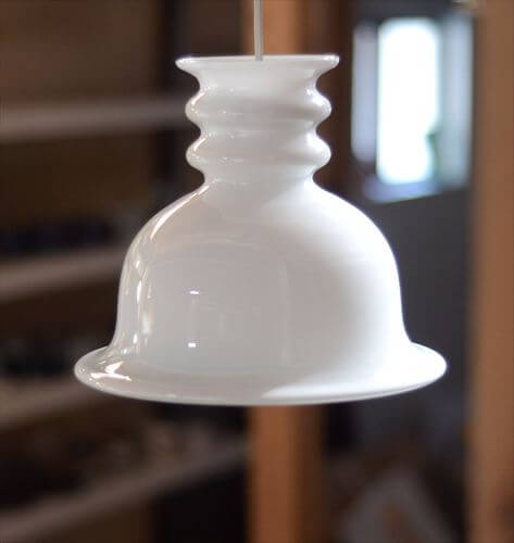 デンマーク製 Holmegaard Kro Pendel ペンダントライト ホワイトガラス ホルムガード 北欧 ランプ 照明 ヴィンテージ