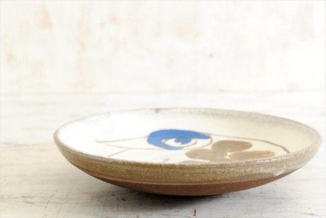 デンマークのブロカントから 鳥の絵付けの陶器プレート ストーン