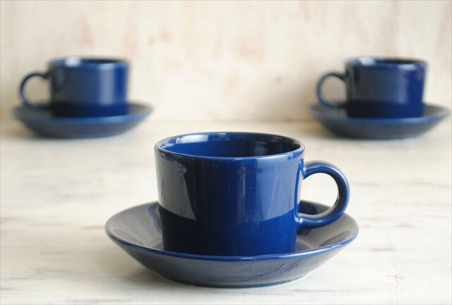 ARABIA/iittala Teema カップ＆ソーサー 廃盤色 ブルー ティーマ アラビア イッタラ 電子レンジ 食洗機対応 北欧 アンティーク