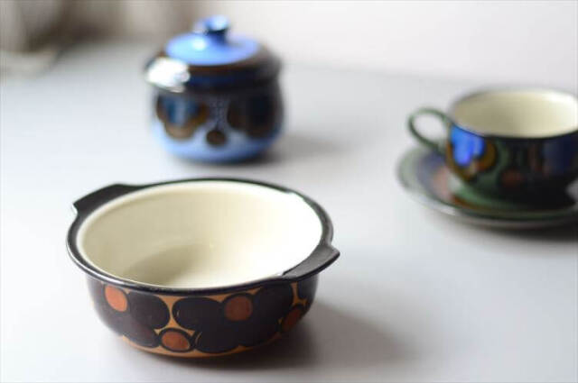 希少！Arabia Atelje グラタン皿 ハンドルボウル Anja Jaatinen-Winquist ブラウン アトリエ 北欧 アンティーク