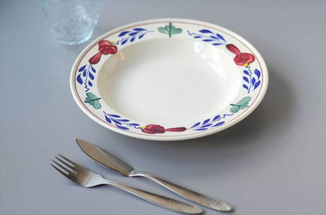 ベルギー製 BOCH ボッホ BOERENBONT 24cm スーププレート 深皿 お皿 陶器 アンティーク ヴィンテージ_241119
