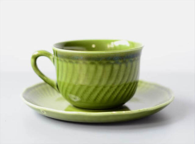 1960年代 ベルギー製 BOCH ボッホ Trianon Olive Green カップ&ソーサー トリアノン 磁器 アンティーク ヴィンテージ_250212