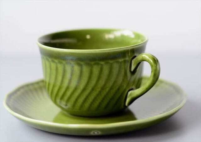 1960年代 ベルギー製 BOCH ボッホ Trianon Olive Green カップ&ソーサー トリアノン 磁器 アンティーク ヴィンテージ_250212