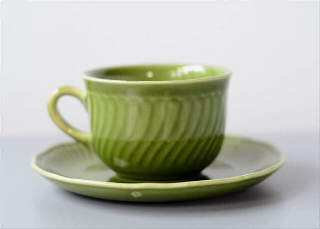 1960年代 ベルギー製 BOCH ボッホ Trianon Olive Green カップ&ソーサー トリアノン 磁器 アンティーク ヴィンテージ_250212