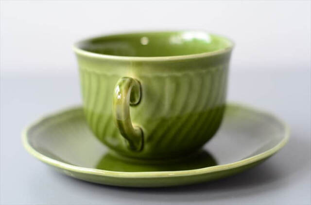1960年代 ベルギー製 BOCH ボッホ Trianon Olive Green カップ&ソーサー トリアノン 磁器 アンティーク ヴィンテージ_250212