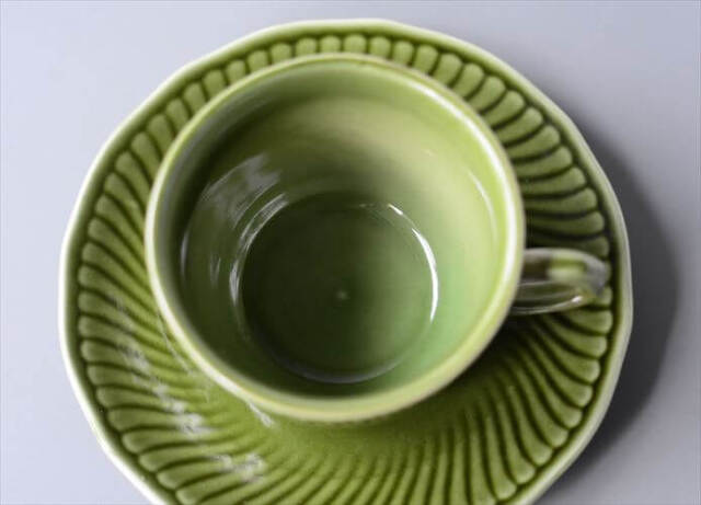 1960年代 ベルギー製 BOCH ボッホ Trianon Olive Green カップ&ソーサー トリアノン 磁器 アンティーク ヴィンテージ_250212