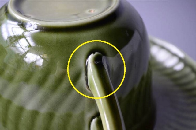 1960年代 ベルギー製 BOCH ボッホ Trianon Olive Green カップ&ソーサー トリアノン 磁器 アンティーク ヴィンテージ_250212