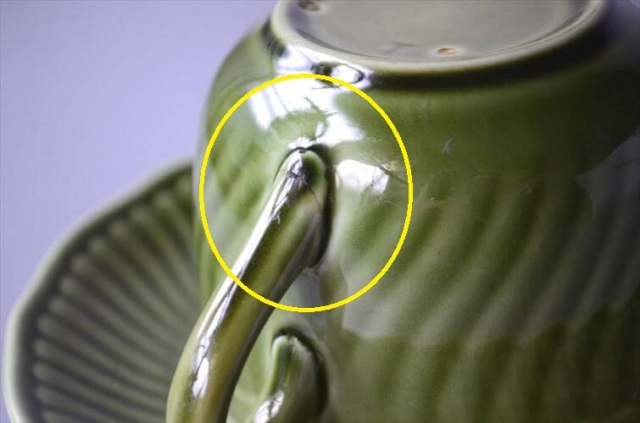 1960年代 ベルギー製 BOCH ボッホ Trianon Olive Green カップ&ソーサー トリアノン 磁器 アンティーク ヴィンテージ_250212