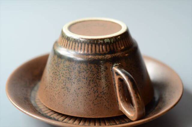 デンマーク製 KNABSTRUP Noddebo ブラウン カップ&ソーサー ナブ