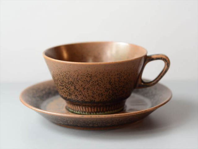 デンマーク製 KNABSTRUP Noddebo ブラウン カップ&ソーサー ナブ