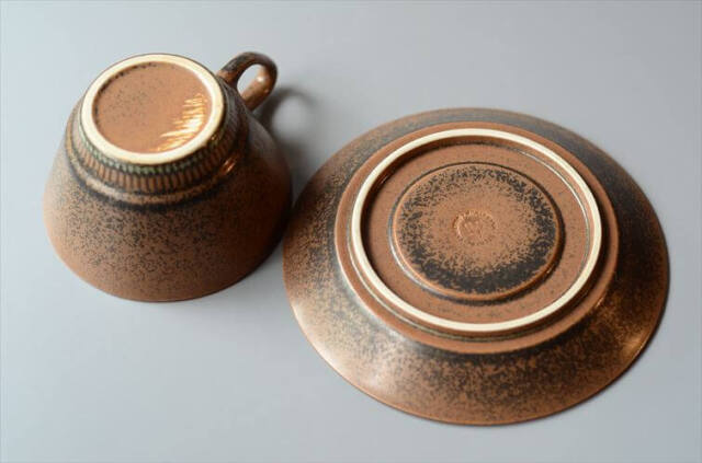 デンマーク製 KNABSTRUP Noddebo ブラウン カップ&ソーサー ナブ