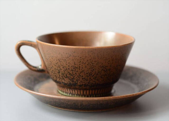 デンマーク製 KNABSTRUP Noddebo ブラウン カップ&ソーサー ナブ