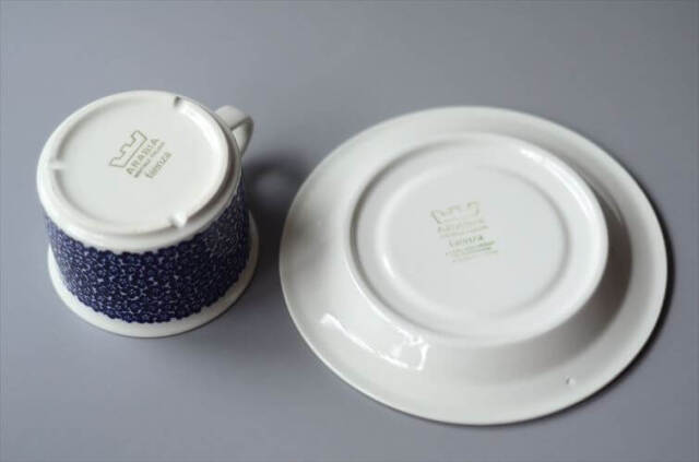 希少! ARABIA アラビア faenza カップ&ソーサー Lサイズ ブルー ファエンツァ 北欧 食器 フィンランド 陶器 ヴィンテージ_250428