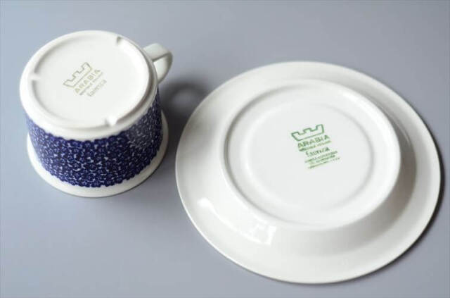 希少! ARABIA アラビア faenza カップ&ソーサー Lサイズ ブルー ファエンツァ 北欧 食器 フィンランド 陶器 ヴィンテージ_250428