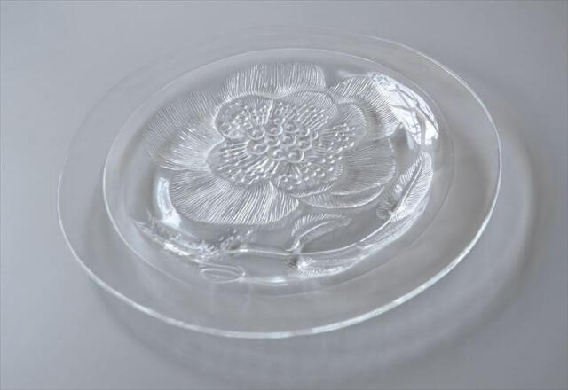 フィンランド製 Nuutajarvi ARABIA Pioni 26cm ガラスプレート ヌータヤルヴィ アラビア ピオニ Oiva Toikka ヴィンテージ_250613
