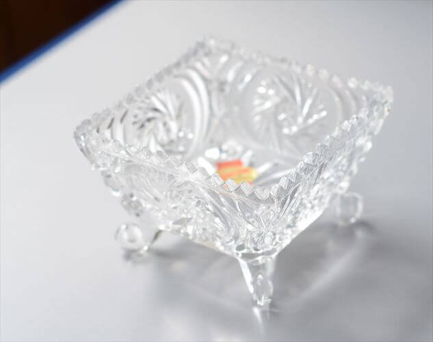 西ドイツ製 Anna Hutte クリスタルガラスの脚付きポット トレー グラス