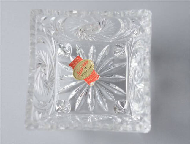 西ドイツ製 Anna Hutte クリスタルガラスの脚付きポット トレー グラス