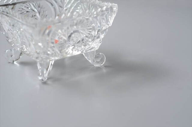 西ドイツ製 Anna Hutte クリスタルガラスの脚付きポット トレー グラス